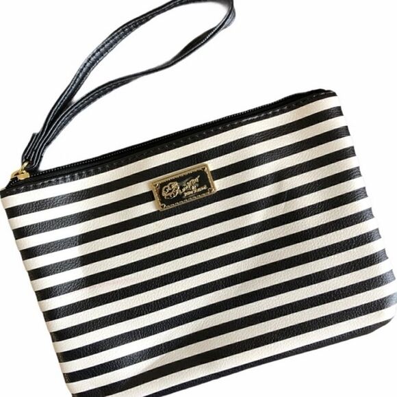 Betsey Johnson Luv Betsey Striped Wristlet - Picture 1 of 6